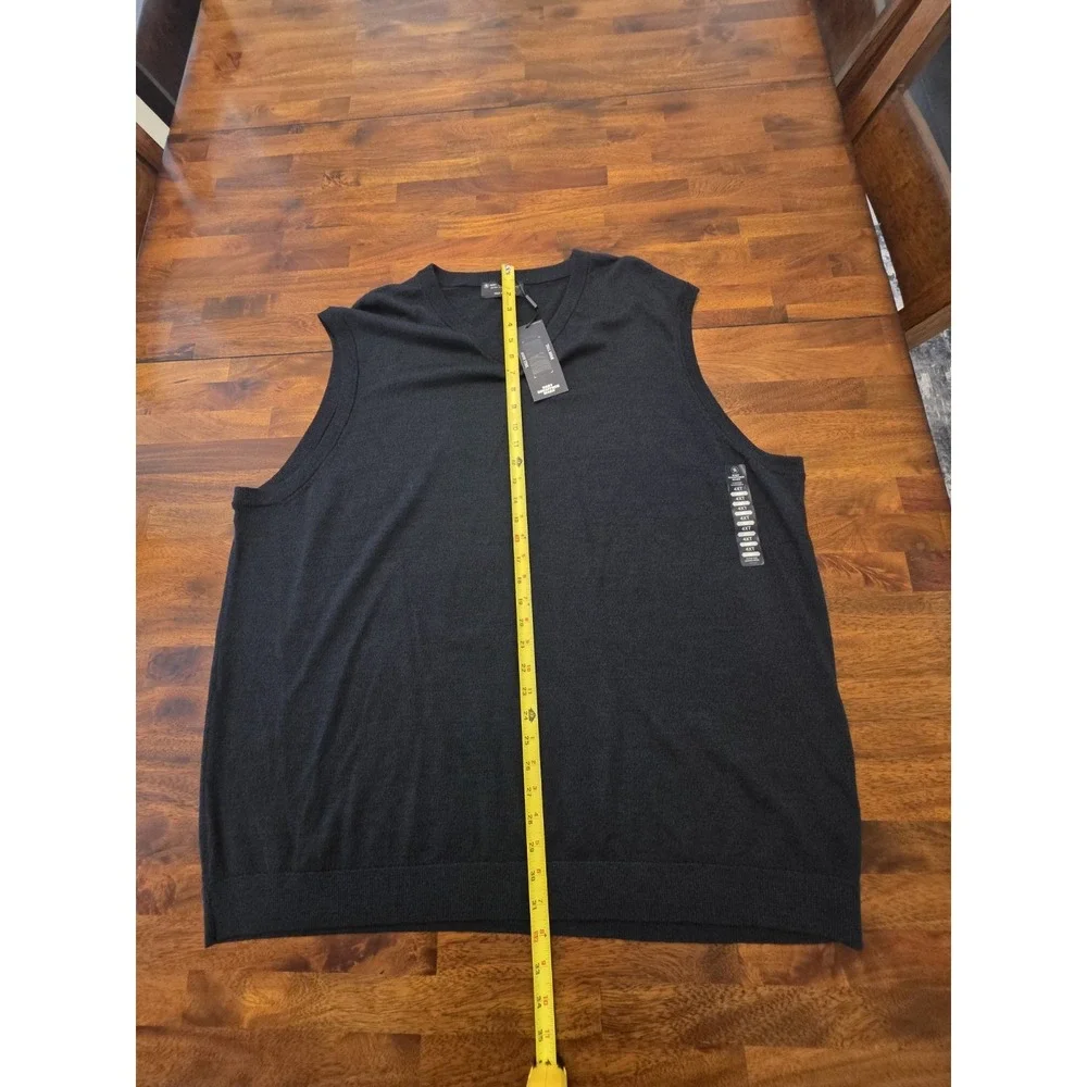Hart Schaffner Marx Mens 4XLT Big & Tall Black Merino Wool V-Neck Vest nwt 054